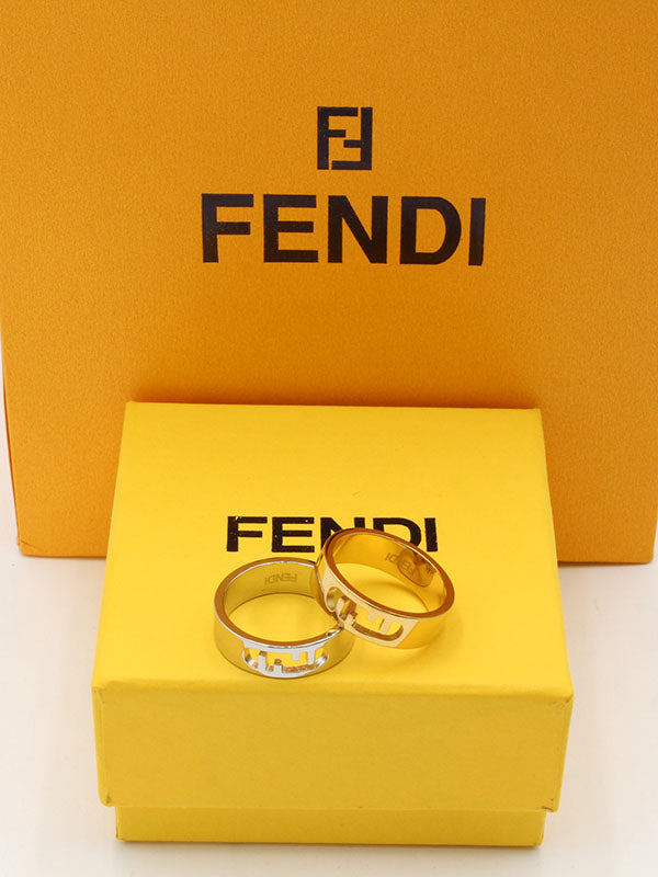 خاتم فندي ميتال لوقو ذهبي الجديد خواتم fendi