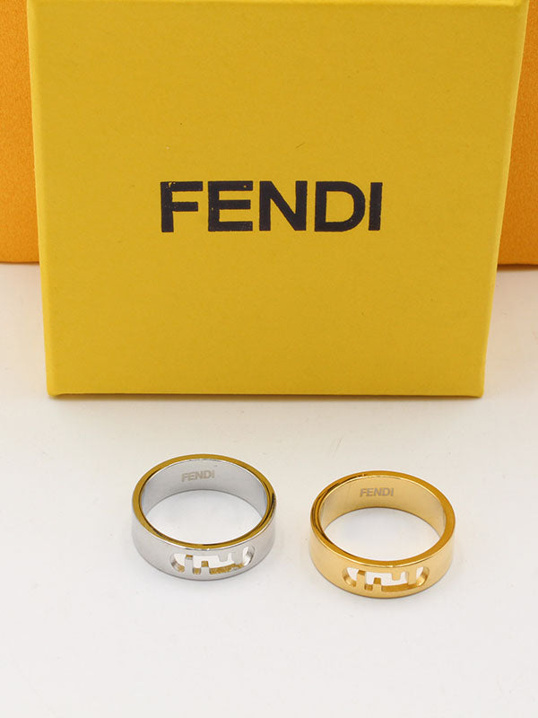 خاتم فندي ميتال لوقو ذهبي الجديد خواتم fendi