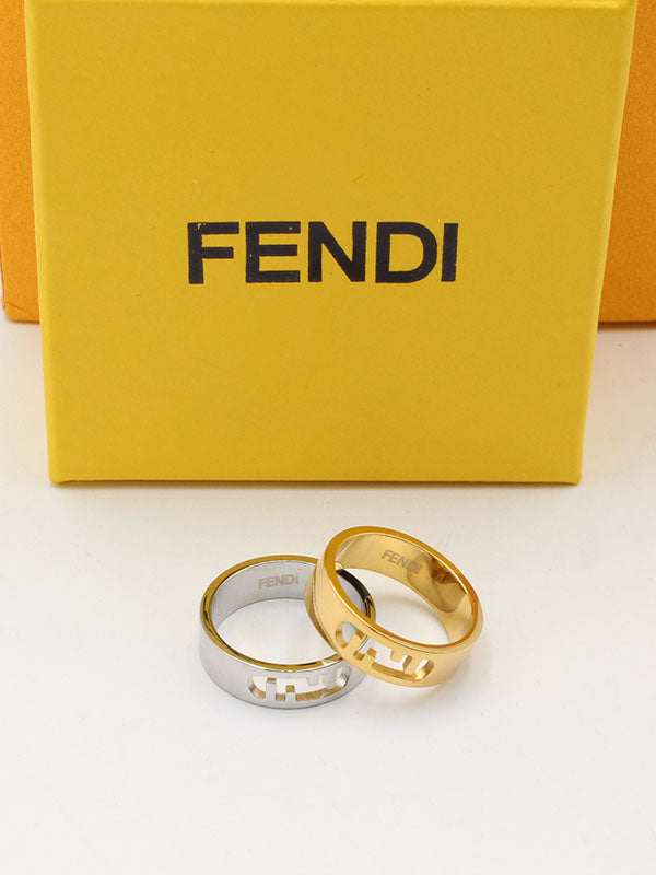 خاتم فندي ميتال لوقو ذهبي الجديد خواتم fendi