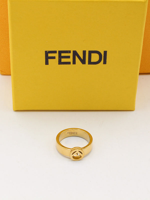 خاتم فندي ميتال لوقو مدور ذهبي الجديد خواتم fendi