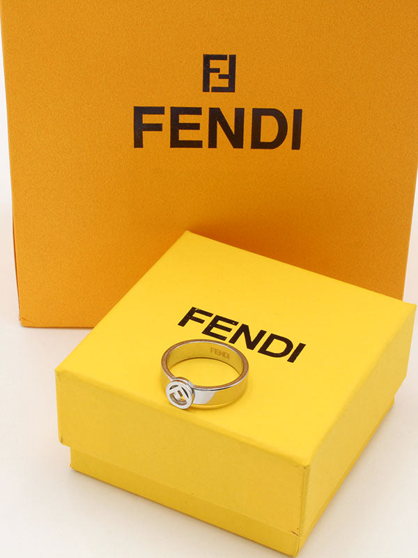 خاتم فندي ميتال لوقو مدور ذهبي الجديد خواتم fendi فضي 6