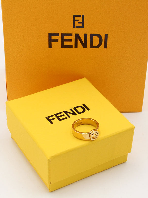 خاتم فندي ميتال لوقو مدور ذهبي الجديد خواتم fendi