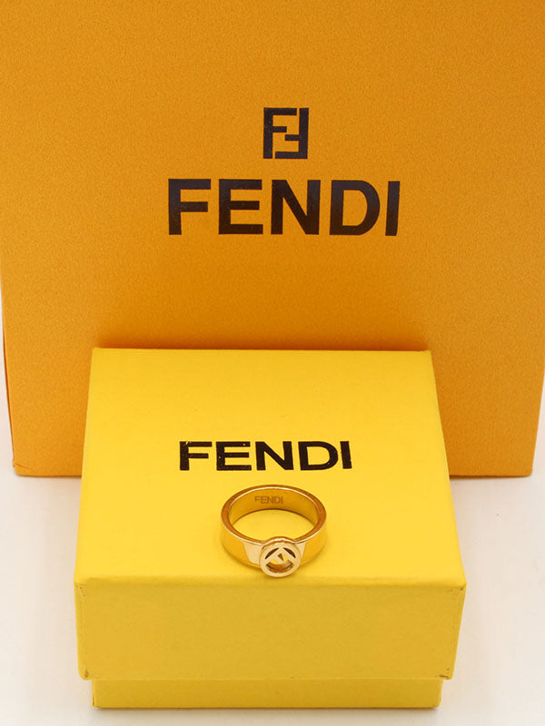 خاتم فندي ميتال لوقو مدور ذهبي الجديد خواتم fendi ذهبي 6