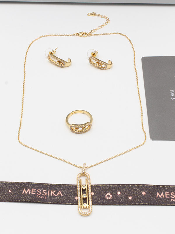 طقم ميسيكا ناعم 3 قطع اطقم messika ذهبي