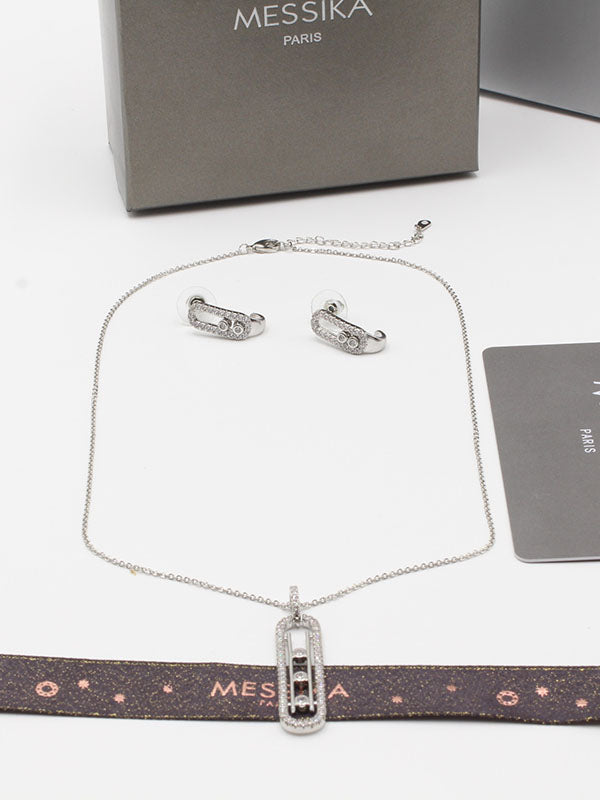 طقم ميسيكا ناعم 3 قطع اطقم messika فضي