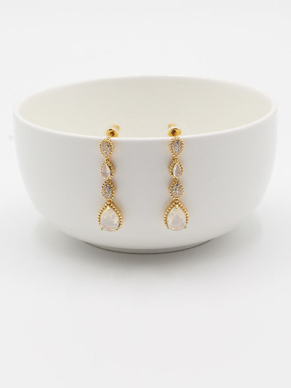 حلق بوشرون طويل ملون زركون حلق bucheron ابيض ذهبي