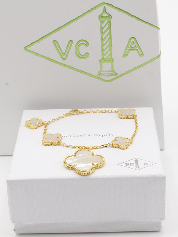 اساور فان كليف ملتي فلاورز سايز اسواره van cleef ابيض ذهبي