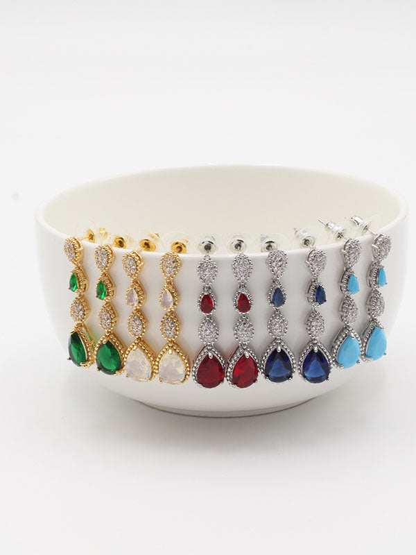 حلق بوشرون طويل ملون زركون حلق bucheron