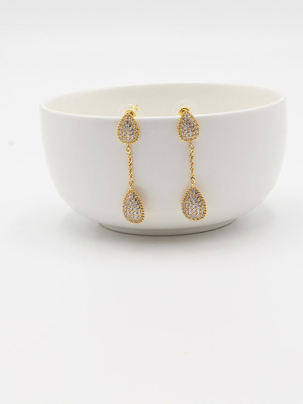 حلق بوشرون وسط طويل زركون حلق bucheron ذهبي