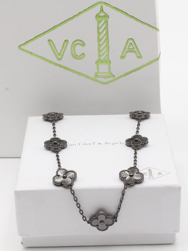 سلسال فان كليف 10 وردات لوقو سلسال van cleef اسود ميتالك