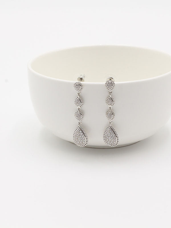 حلق بوشرون طويل زركون حلق bucheron فضي