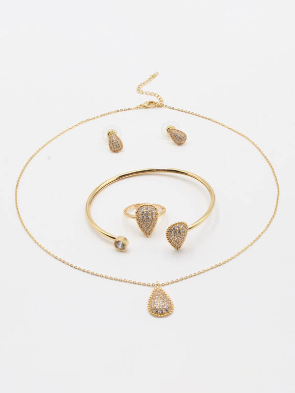 طقم بوشرون زركون 4 قطع اطقم bucheron ذهبي