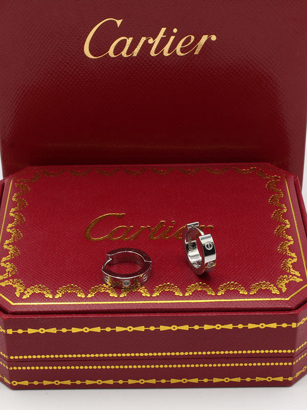 حلق كارتير مدور وسط زركون حلق CARTIER فضي