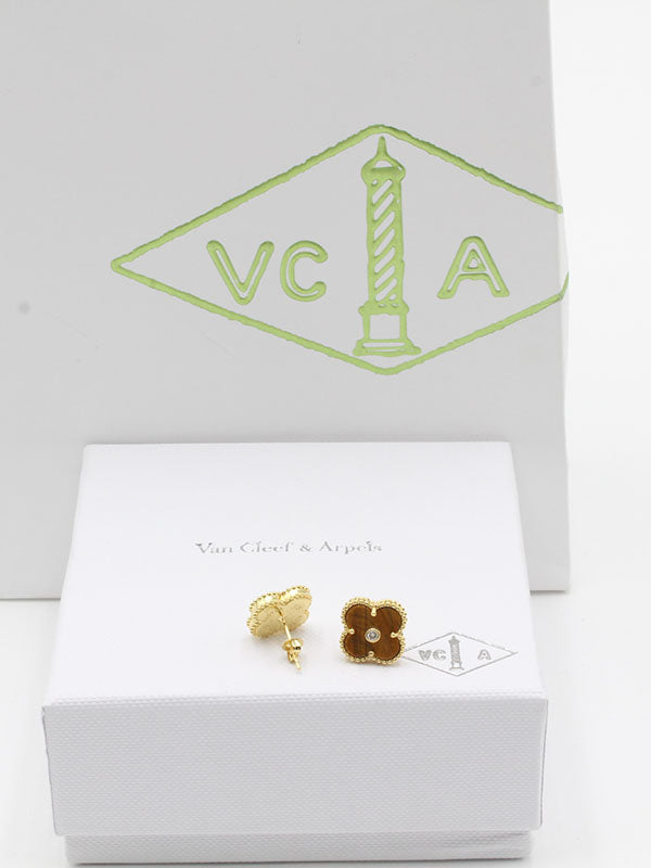 حلق فان كليف ستون لوقو حلق van cleef بني ذهبي