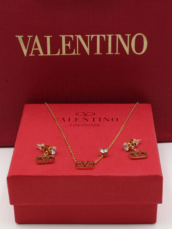 طقم فالنتينو فص زركون اطقم VALENTINO ذهبي