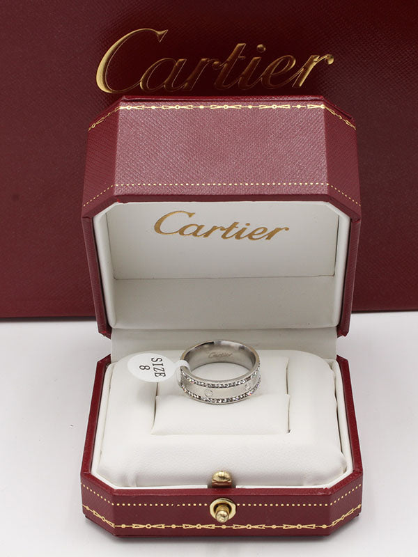 دبلة كارتير زركون تو لاينز خواتم CARTIER فضي 6