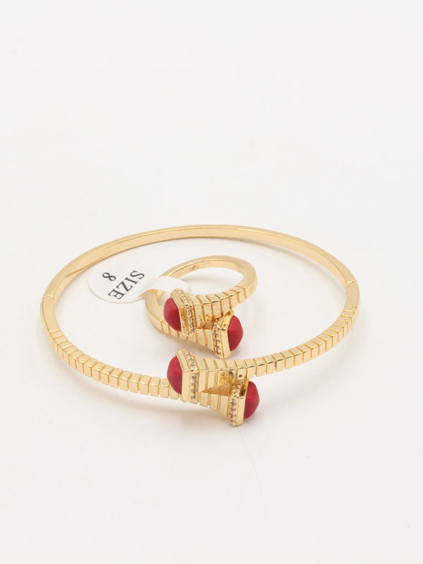 اساور حجر ملون مع خاتم 242-4 اسواره مارلي احمر 7