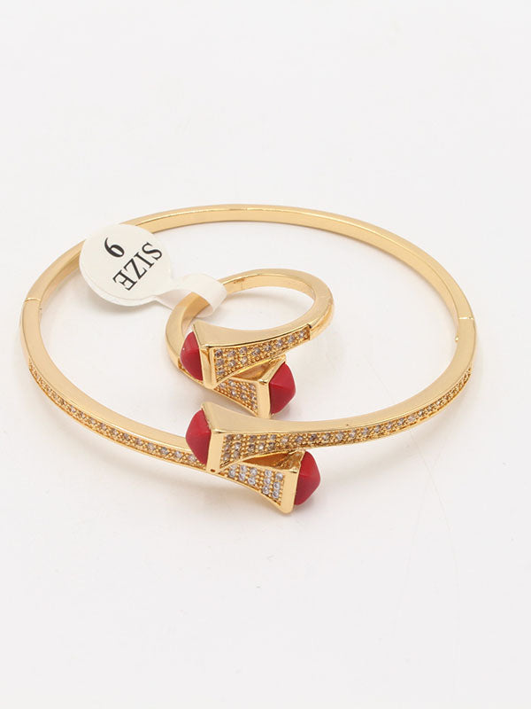 اساور حجر ملون مع خاتم 242-3 اسواره مارلي احمر 7