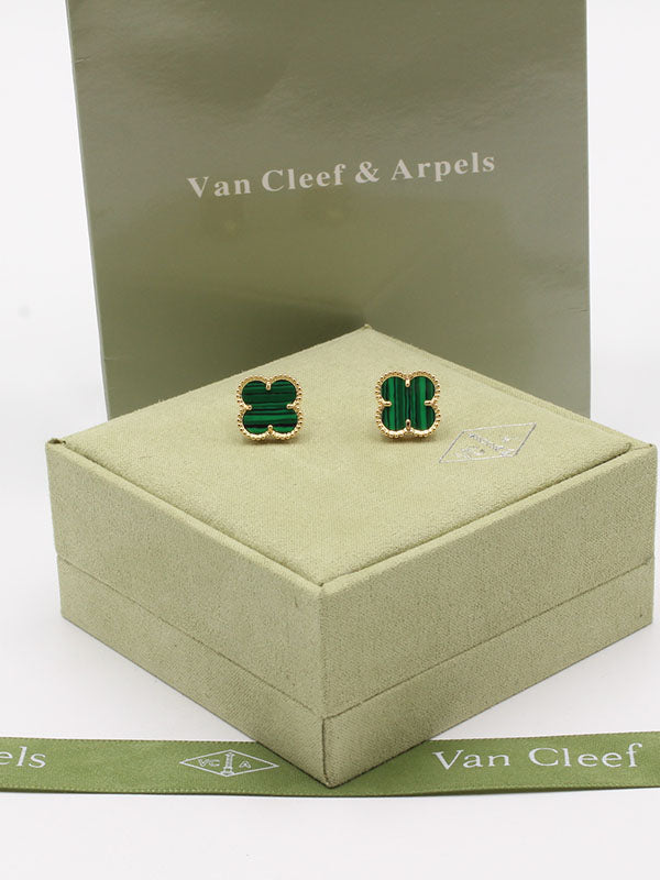 حلق فان كليف مقاس 1.7 سم حلق van cleef اخضر مخطط
