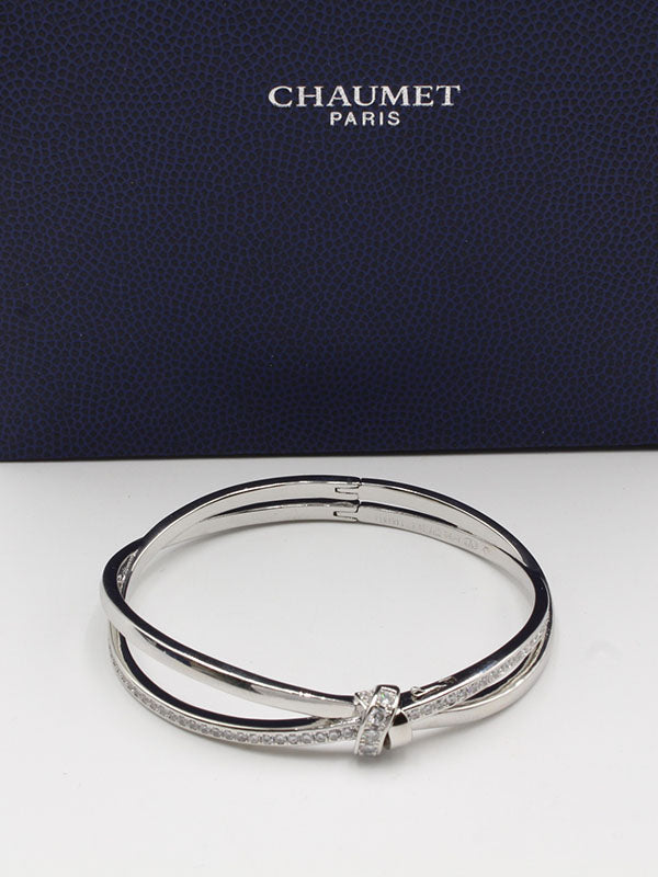 اسوارة شومية اكس زركون بانقل دبل لوقو اسواره chaumet فضي
