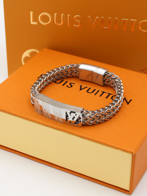 اسوارة لويس فيتون رجالية ستنلس ستيل اسواره louis vuitton فضي
