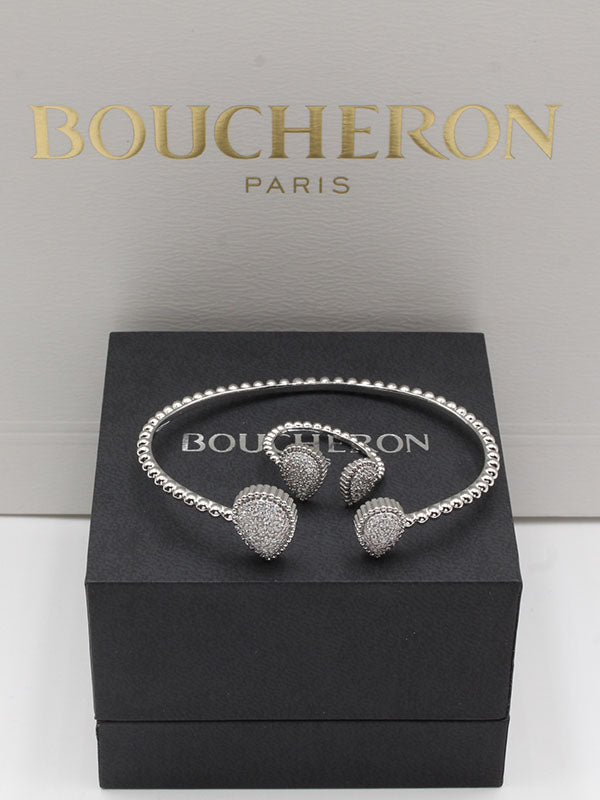 اسواره بوشرون مع خاتم زركون اسواره bucheron فضي