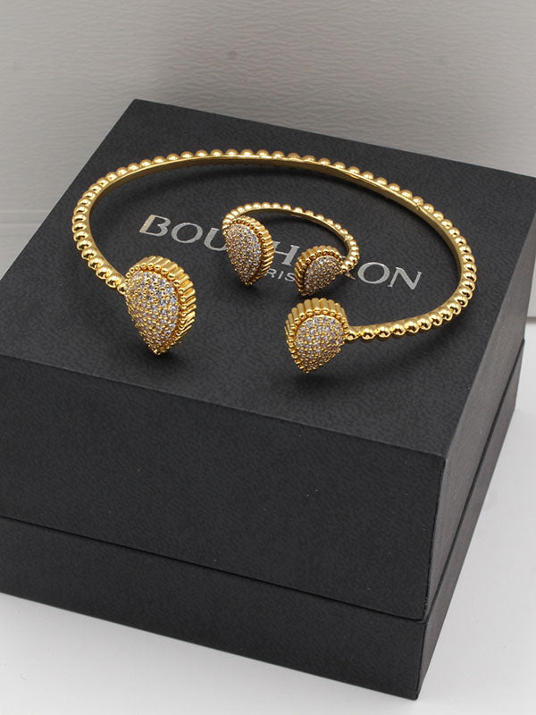 اسواره بوشرون مع خاتم زركون اسواره bucheron ذهبي