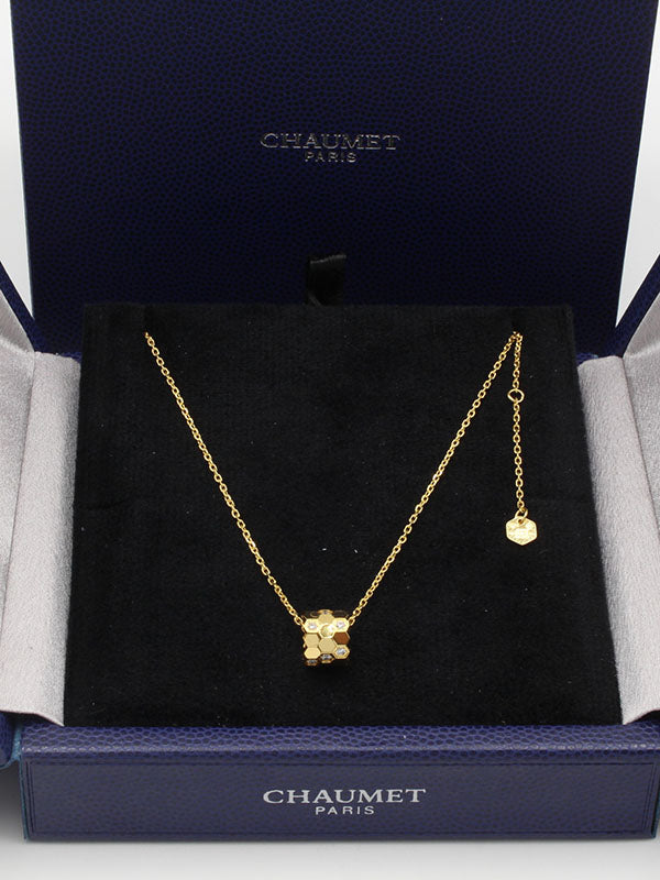 سلسال شومية اسطواني زركون ناعم لوقو سلسال chaumet ذهبي