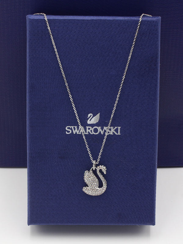 سلسال سواروفسكي سوان زركون كبير سلسال Swarovski فضي