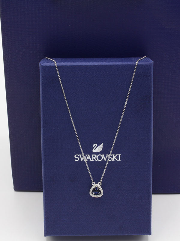 سلسال سواروفسكي حجر ازرق لوقو سلسال Swarovski