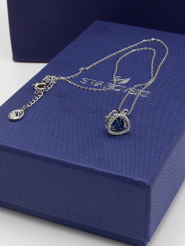 سلسال سواروفسكي حجر ازرق لوقو سلسال Swarovski