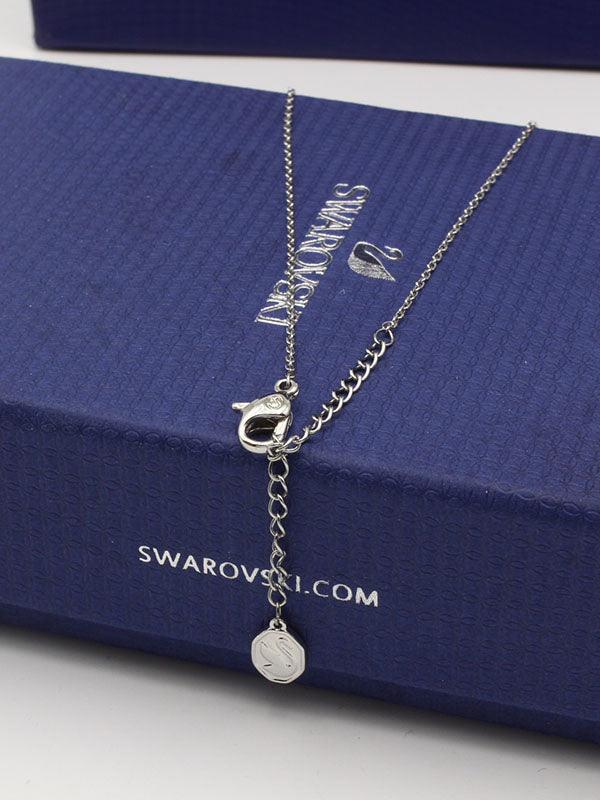 سلسال سواروفسكي حجر ازرق لوقو سلسال Swarovski