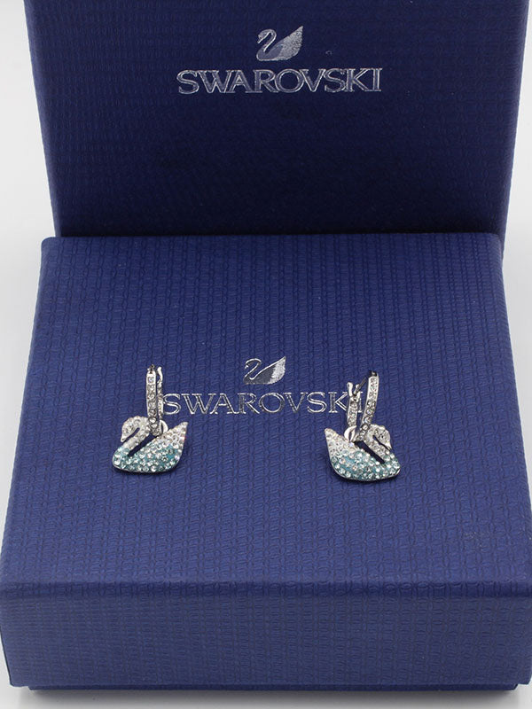 حلق سواروفسكي سوان زركون تركواز لوقو حلق Swarovski