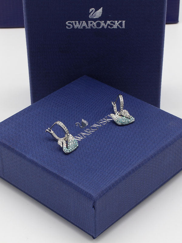 حلق سواروفسكي سوان زركون تركواز لوقو حلق Swarovski