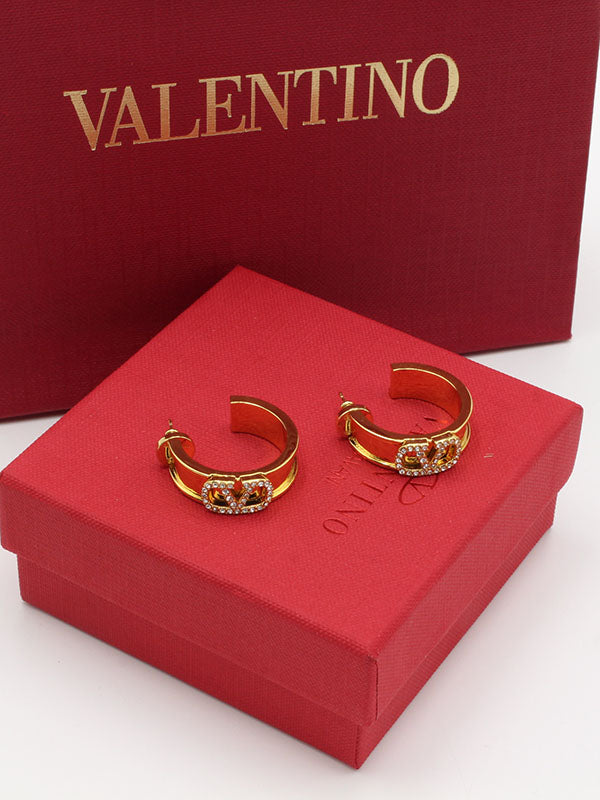 حلق فالنتينو سيركل زركون لوقو حلق VALENTINO