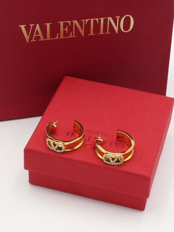 حلق فالنتينو سيركل زركون لوقو حلق VALENTINO