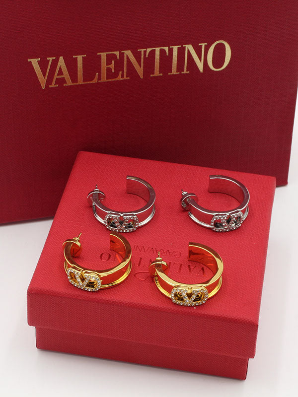 حلق فالنتينو سيركل زركون لوقو حلق VALENTINO