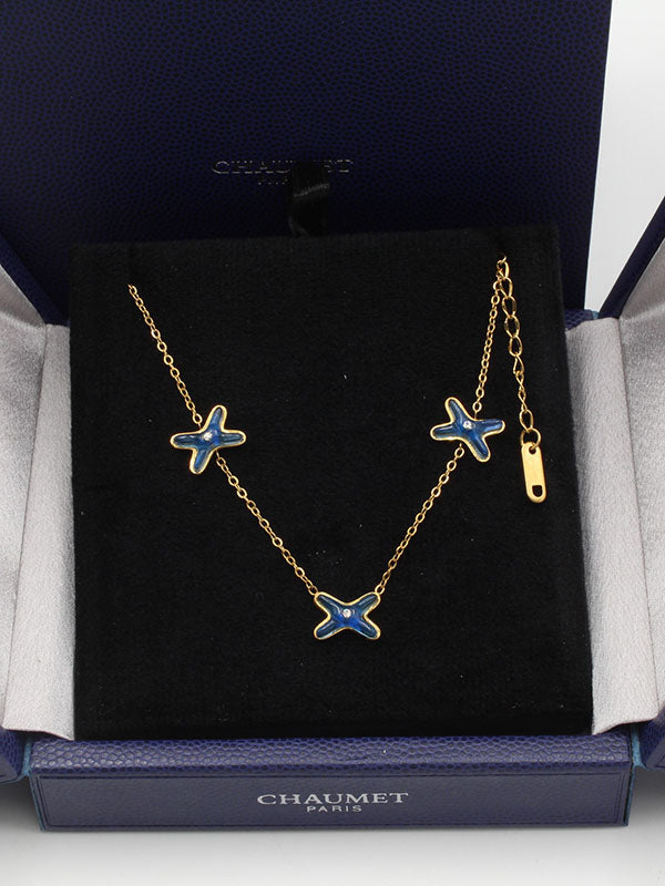 سلسال شومية عقد ناعم سلسال chaumet ازرق ذهبي