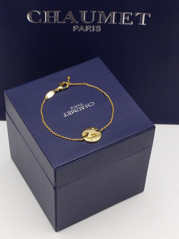 اسوارة شومية اكس زركون ناعم لوقو اسواره chaumet ذهبي