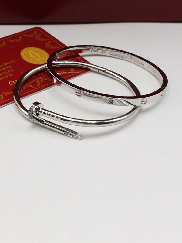 اسوارة كارتير مسمار مع اسواره لوف زركون النحيفة slim اسواره CARTIER فضي 15