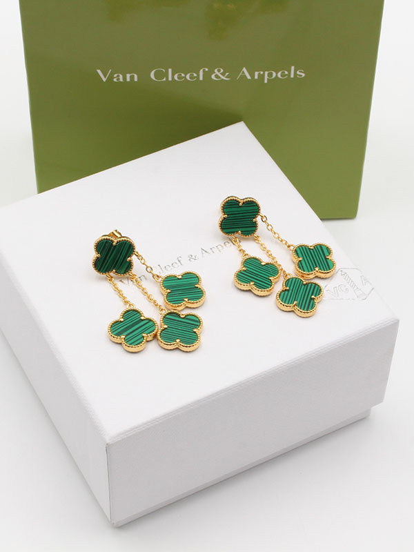 فان كليف حلق وردات صدف طبيعي حلق van cleef اخضر