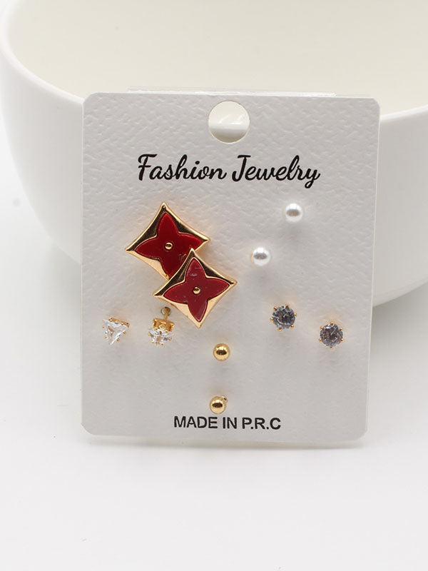 حلق 302748-14 حلق jewel احمر ذهبي