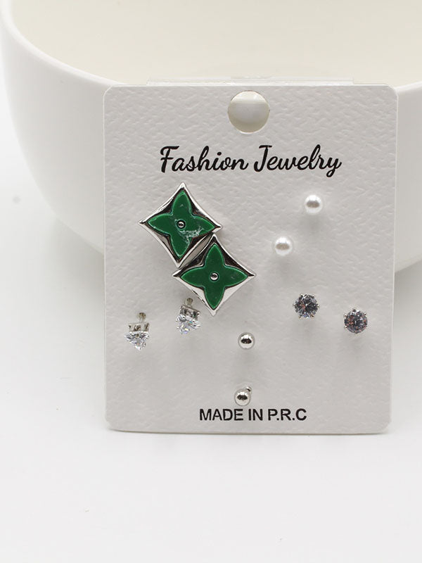 حلق 302748-14 حلق jewel اخضر فضي