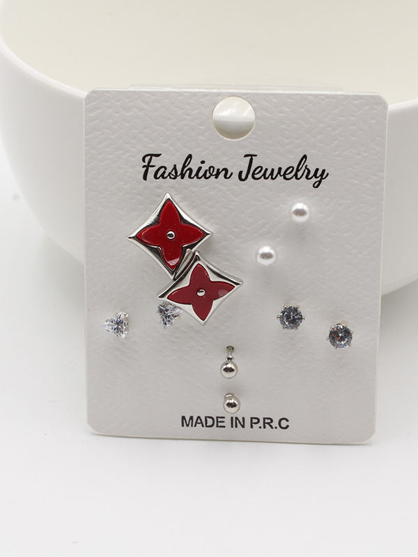 حلق 302748-14 حلق jewel احمر فضي