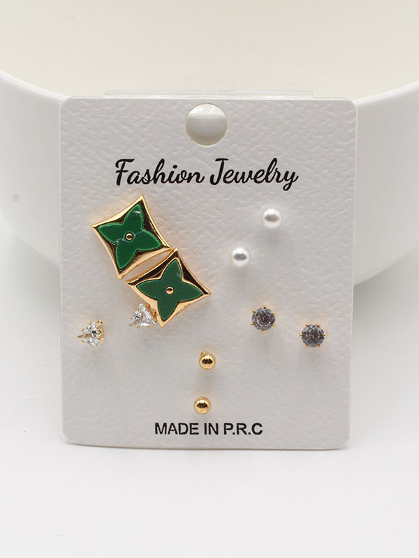 حلق 302748-14 حلق jewel اخضر ذهبي