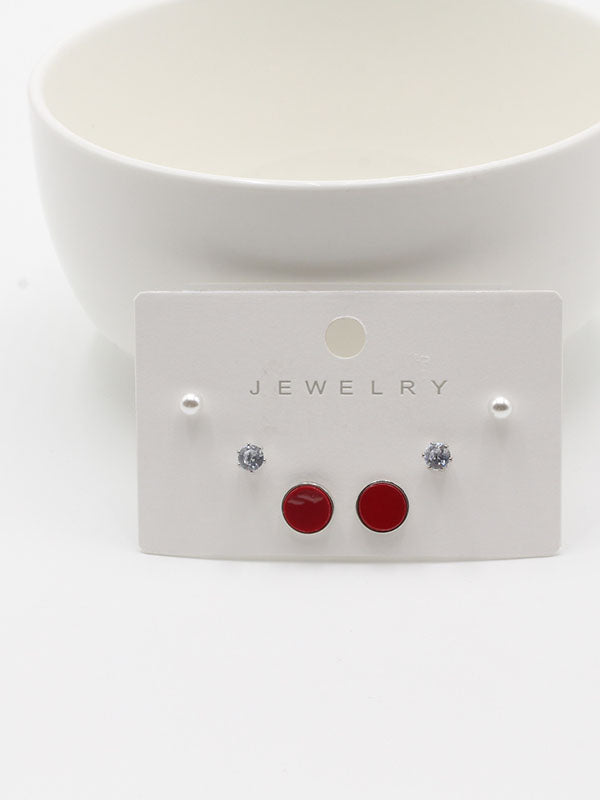 حلق 302748-25 حلق jewel احمر فضي