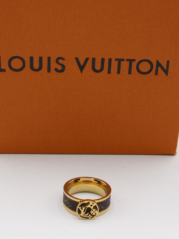 خاتم لويس فيتون لوقو مدور بني خواتم louis vuitton ذهبي 6