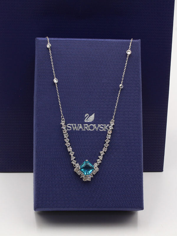 سلسال سواروفسكي بيق بلو سكوير سلسال Swarovski سماوي فضي