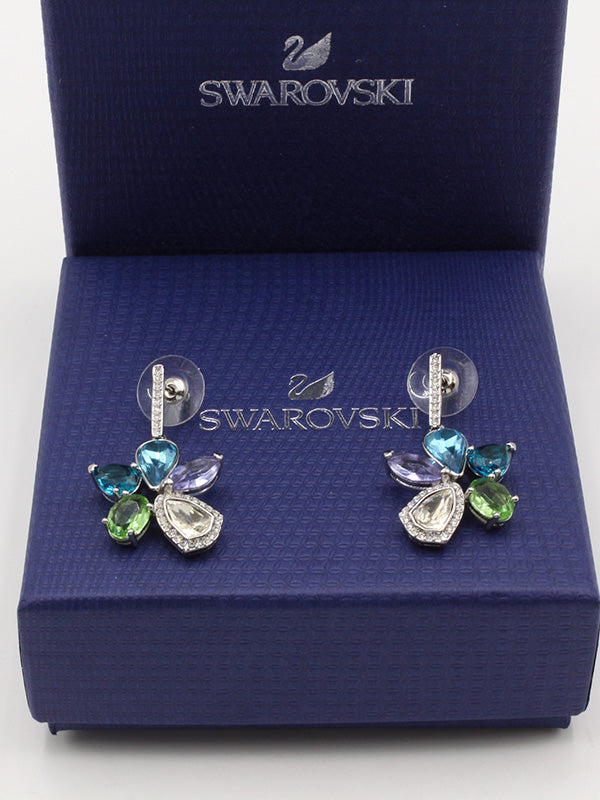 حلق سواروفسكي فراشة بلو ستونز حلق Swarovski سماوي فضي