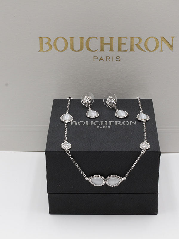 طقم بوشرون ذهبي بصدف ابيض اطقم bucheron